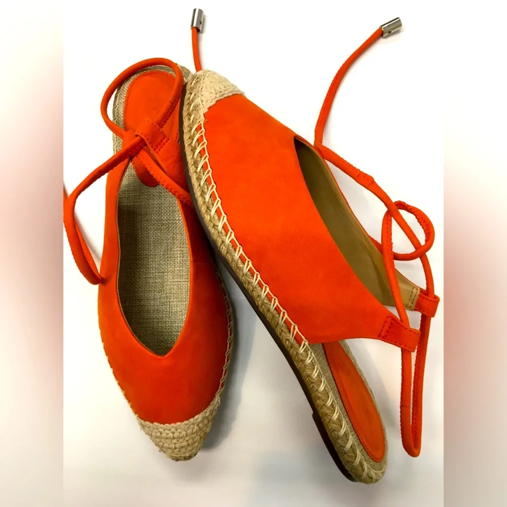 SCHUTZ Pointy Toe Sling Back Sandals 7.5 Orange Spring Casual Resort Vacation